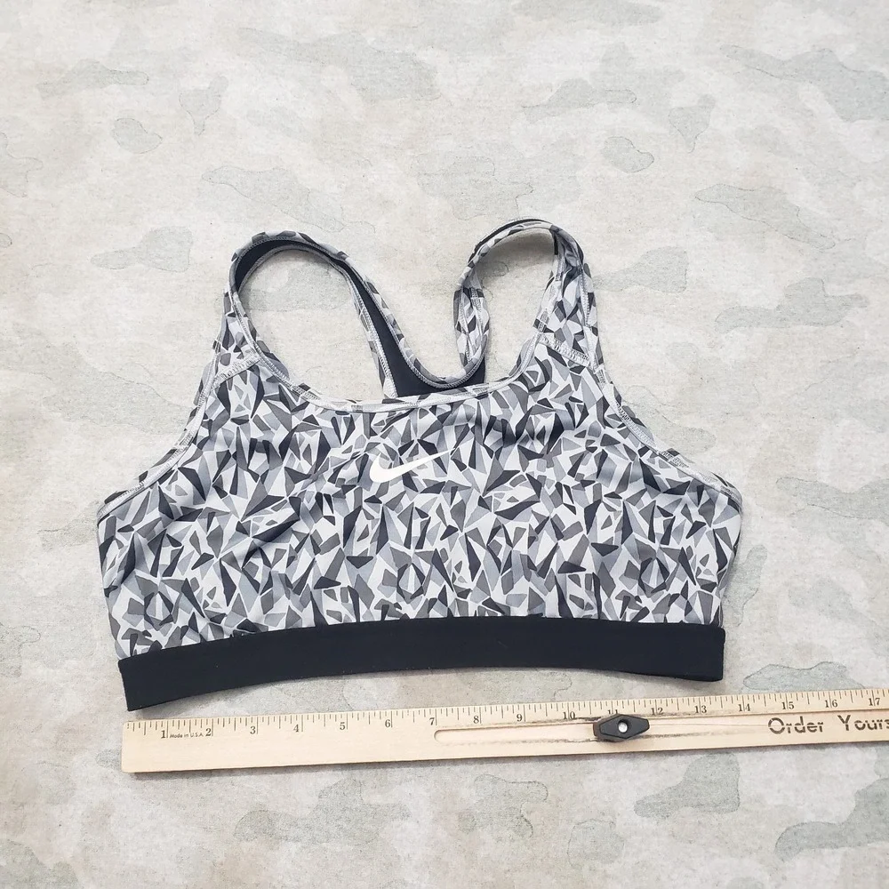 Nike Sports Bra Womens Large Gray Dri-Fit Pullover Gym Fitness Running Outdoors
